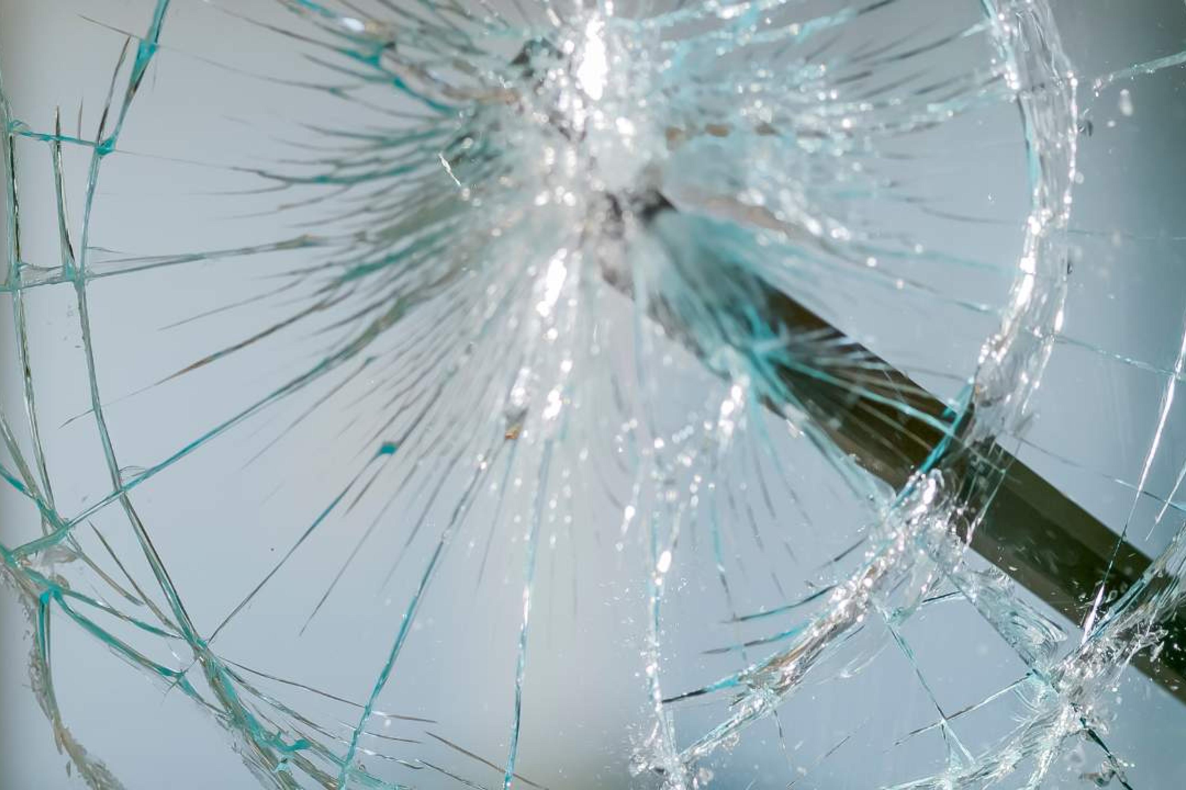 crowbar breaking glass