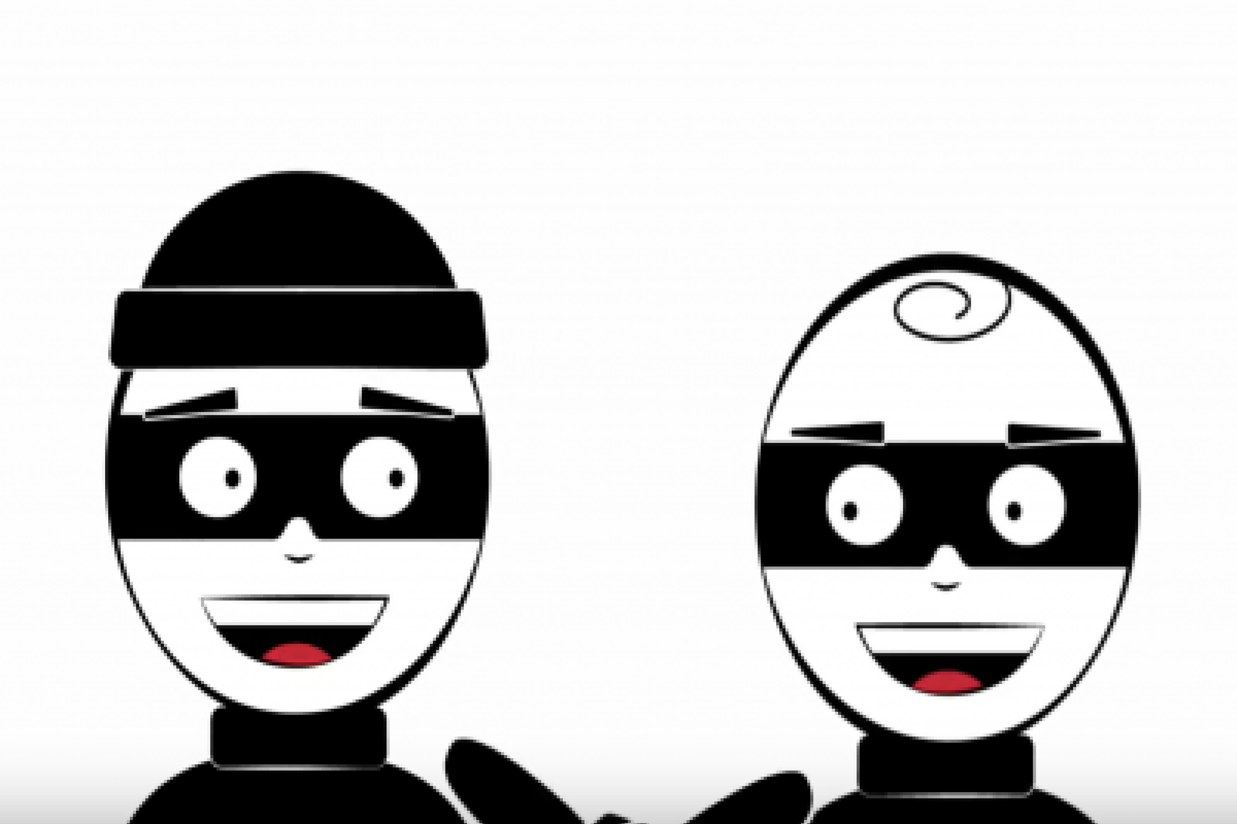 Cartoon of two burglars wearing black disguises