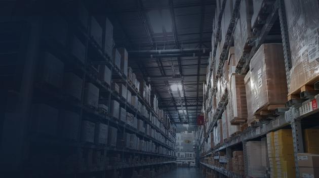 The inside of a large distribution warehouse