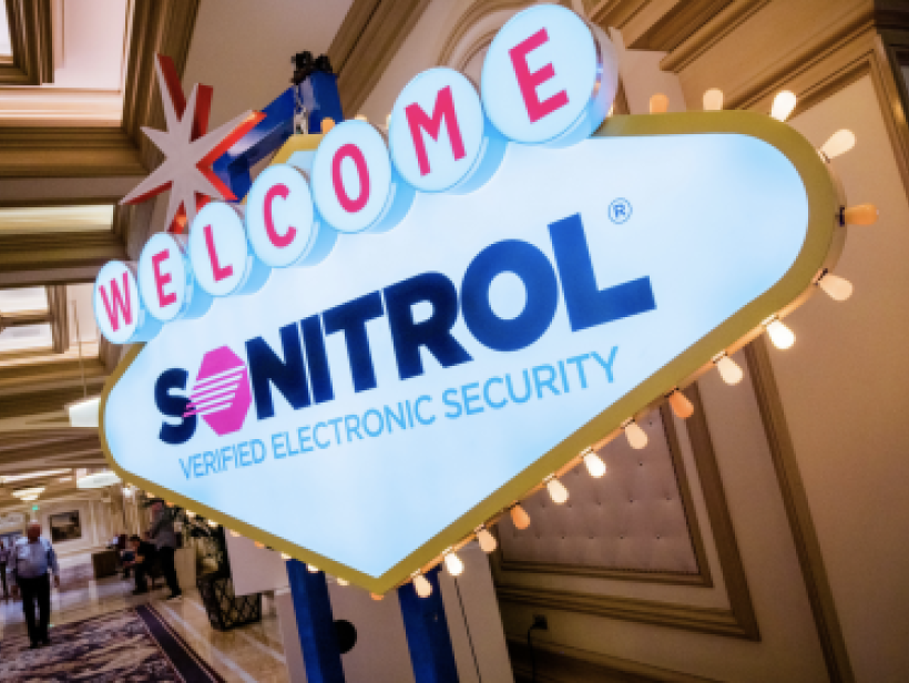 Sonitrol sign on Las Vegas Casino main entrance