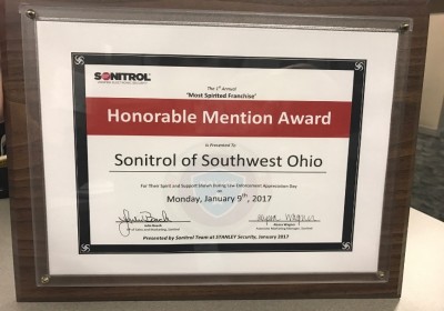 SONITROL OF SOUTHWEST OHIO RECOGNIZED NATIONALLY